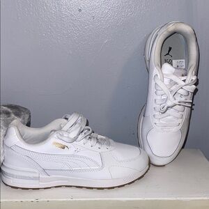 Puma Women's White and Gold Sneakers